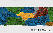 Political Panoramic Map of Tonghai, darken