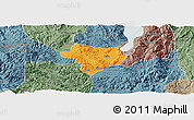 Political Panoramic Map of Tonghai, semi-desaturated