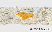 Political Panoramic Map of Tonghai, shaded relief outside