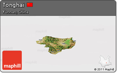 Satellite Panoramic Map of Tonghai, cropped outside