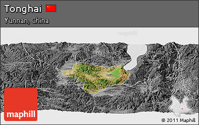 Satellite Panoramic Map of Tonghai, desaturated