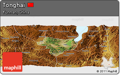 Satellite Panoramic Map of Tonghai, physical outside