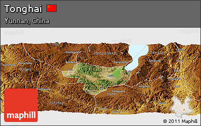 Satellite Panoramic Map of Tonghai, physical outside