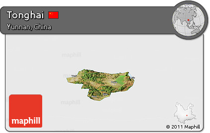 Satellite Panoramic Map of Tonghai, single color outside