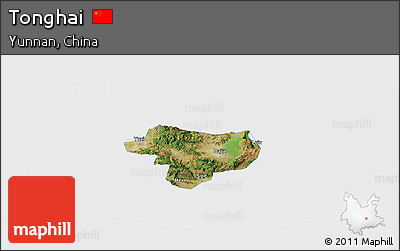 Satellite Panoramic Map of Tonghai, single color outside