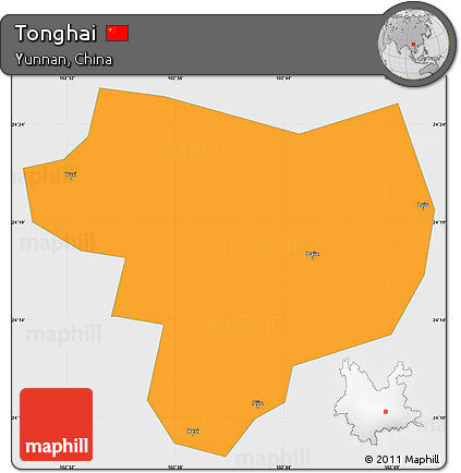 Political Simple Map of Tonghai, single color outside