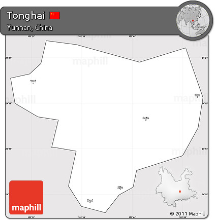 Silver Style Simple Map of Tonghai, cropped outside