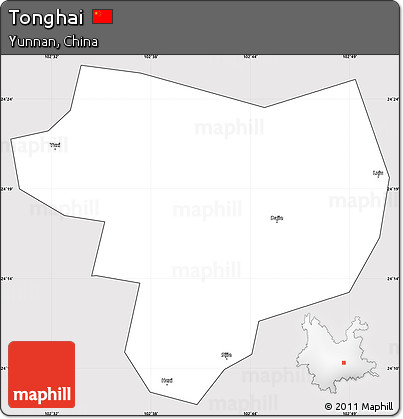 Silver Style Simple Map of Tonghai, cropped outside