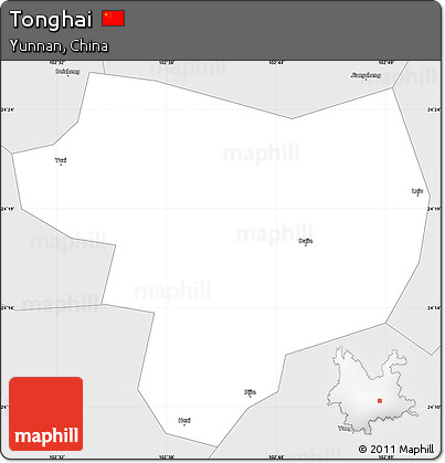 Silver Style Simple Map of Tonghai