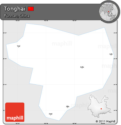 Silver Style Simple Map of Tonghai, single color outside