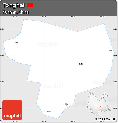 Silver Style Simple Map of Tonghai, single color outside