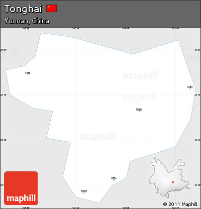 Silver Style Simple Map of Tonghai, single color outside