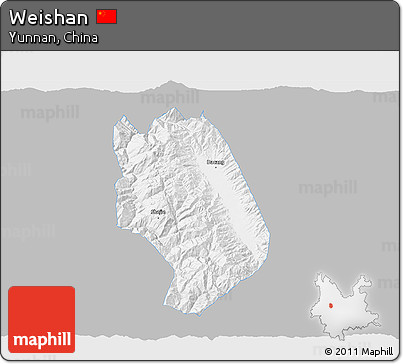 Gray 3D Map of Weishan, single color outside