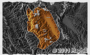Physical 3D Map of Weishan, darken, desaturated
