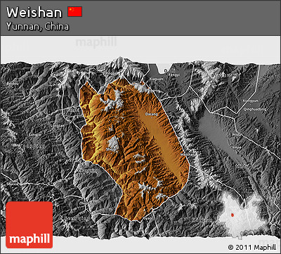 Physical 3D Map of Weishan, desaturated