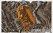 Physical 3D Map of Weishan, semi-desaturated