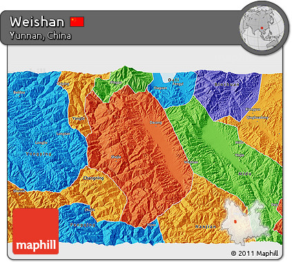 Political 3D Map of Weishan