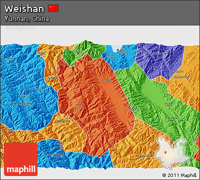 Political 3D Map of Weishan