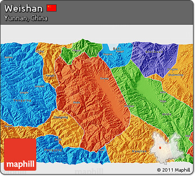 Political 3D Map of Weishan