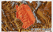 Political 3D Map of Weishan, physical outside