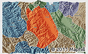 Political 3D Map of Weishan, semi-desaturated