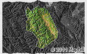 Satellite 3D Map of Weishan, darken, desaturated