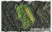 Satellite 3D Map of Weishan, darken, semi-desaturated