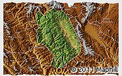 Satellite 3D Map of Weishan, physical outside