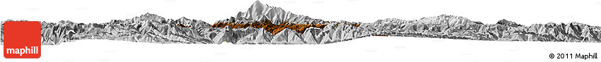 Physical Horizon Map of Weishan, lighten, desaturated