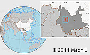 Gray Location Map of Weishan, highlighted country, highlighted parent region