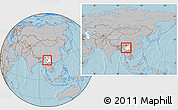 Gray Location Map of Weishan, highlighted parent region, within the entire country, hill shading