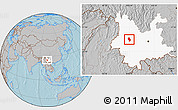 Gray Location Map of Weishan, highlighted parent region, hill shading
