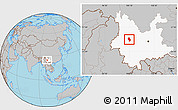 Gray Location Map of Weishan, highlighted parent region