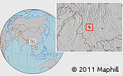 Gray Location Map of Weishan, hill shading