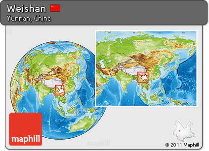 Physical Location Map of Weishan, highlighted parent region, within the entire country