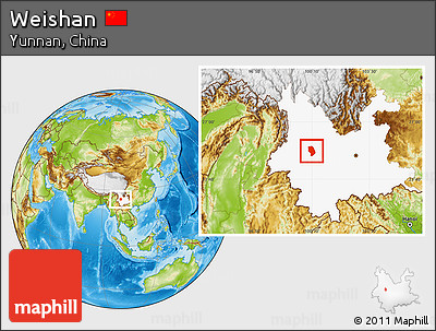 Physical Location Map of Weishan, highlighted parent region