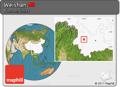Satellite Location Map of Weishan, highlighted country