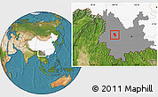 Satellite Location Map of Weishan, highlighted country, highlighted parent region