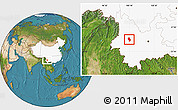 Satellite Location Map of Weishan, highlighted country