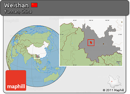 Savanna Style Location Map of Weishan, highlighted country, highlighted parent region
