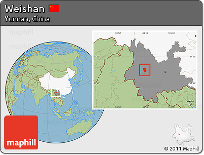 Savanna Style Location Map of Weishan, highlighted country, highlighted parent region