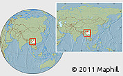 Savanna Style Location Map of Weishan, highlighted parent region, within the entire country, hill shading