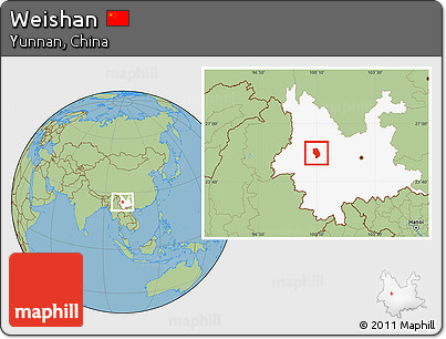 Savanna Style Location Map of Weishan, highlighted parent region