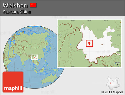 Savanna Style Location Map of Weishan, highlighted parent region