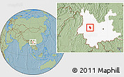 Savanna Style Location Map of Weishan, highlighted parent region, hill shading