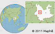 Savanna Style Location Map of Weishan, highlighted parent region