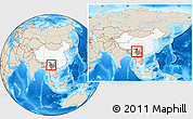Shaded Relief Location Map of Weishan, highlighted country, highlighted parent region, within the entire country