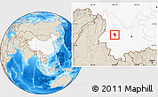 Shaded Relief Location Map of Weishan, highlighted country