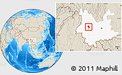 Shaded Relief Location Map of Weishan, highlighted parent region