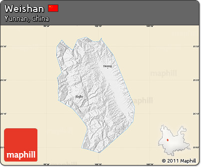Classic Style Map of Weishan, single color outside